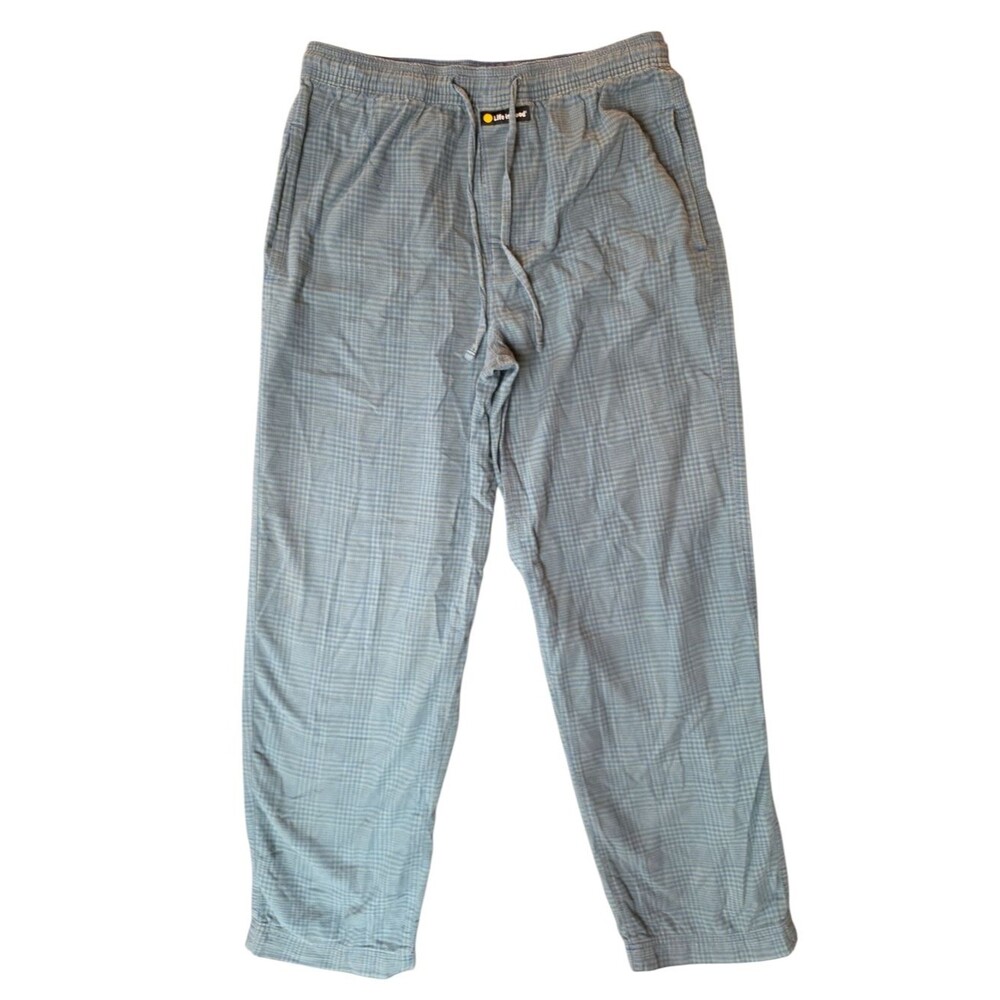 Life Is Good Men's Pajama Pants Small Gray Plaid Loungewear Comfort Preppy